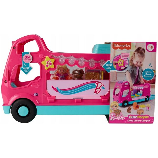 Fisher-Price Barbie Interaktiver Camper mit Lichtern und Geräuschen für Kinder ab 18 Monaten