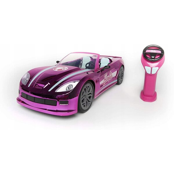Funkgesteuertes Barbie-Cabriolet-Auto in Rosa mit Lichtern und Lenkradfernbedienung