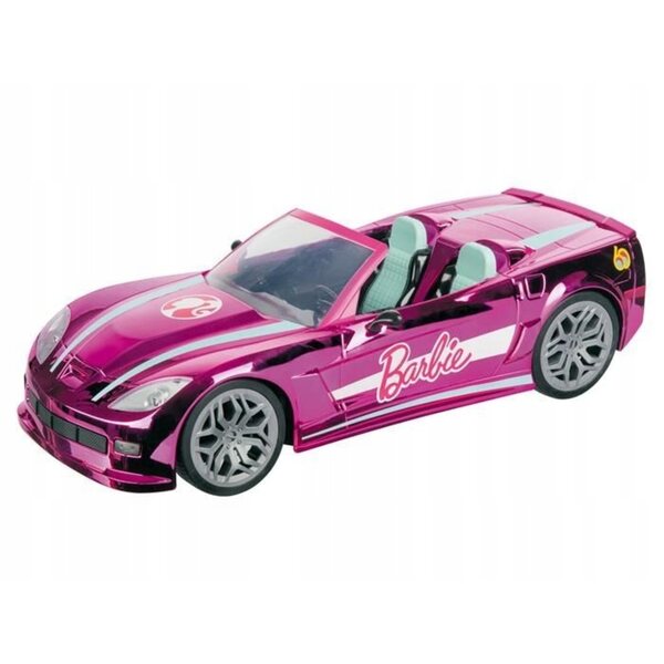 Funkgesteuertes Barbie-Cabriolet-Auto in Rosa mit Lichtern und Lenkradfernbedienung