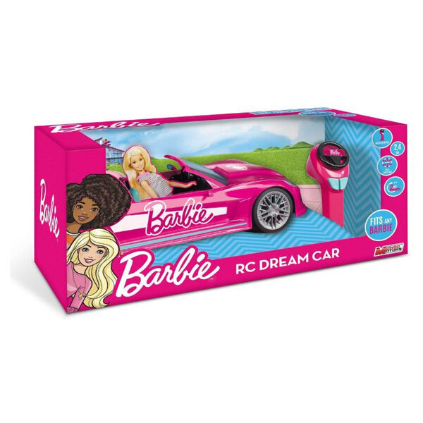 Funkgesteuertes Barbie-Cabriolet-Auto in Rosa mit Lichtern und Lenkradfernbedienung