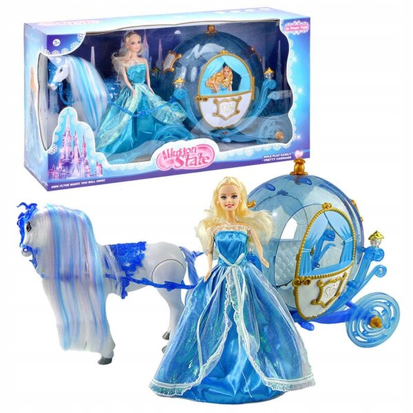 Kareta mit Pferd und Winterprinzessin-Puppe mit Geräuschen und Lichtern