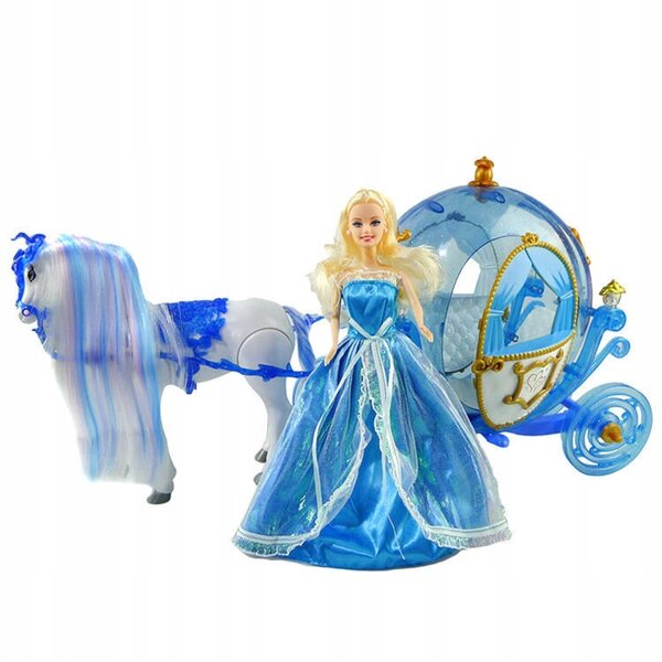 Kareta mit Pferd und Winterprinzessin-Puppe mit Geräuschen und Lichtern