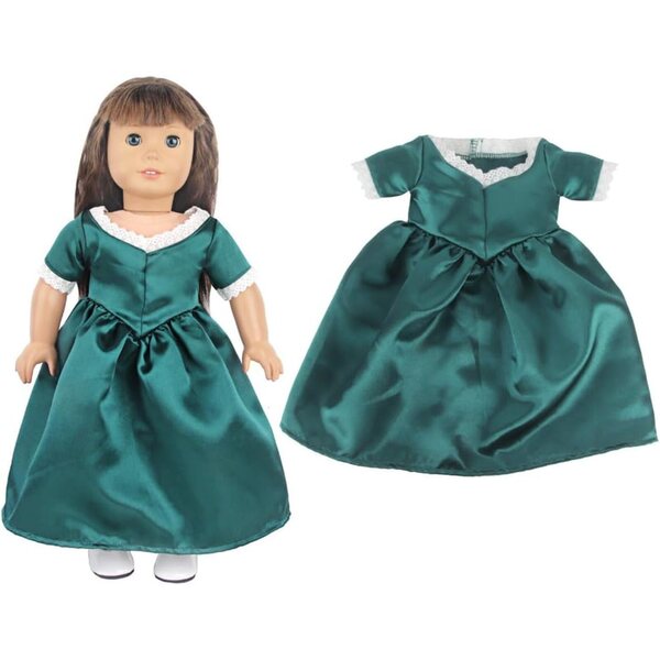 Grünes Kleid für 18-Zoll-Puppen – elegantes und bequemes Prinzessinnenkleid
