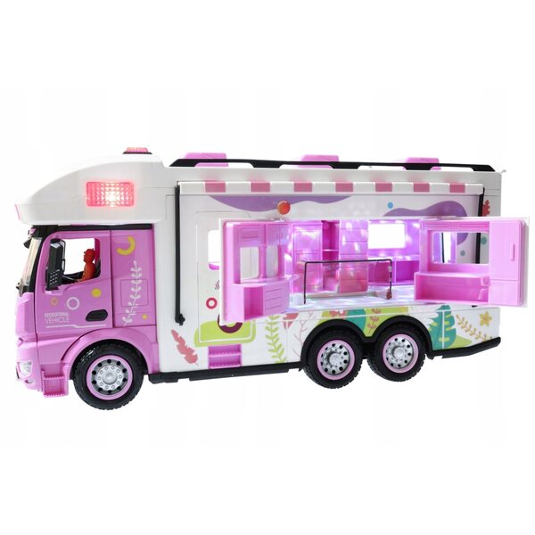 Food Truck Rosa 2in1: Bar Mobile e Kamper Giocattolo per Bambini