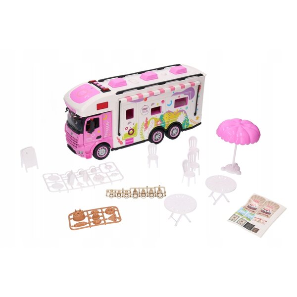Food Truck Rosa 2in1: Bar Mobile e Kamper Giocattolo per Bambini