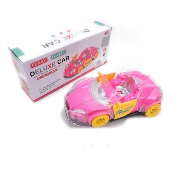 Macchina giocattolo rosa con luci, suoni e movimento automatico per bambini 3+