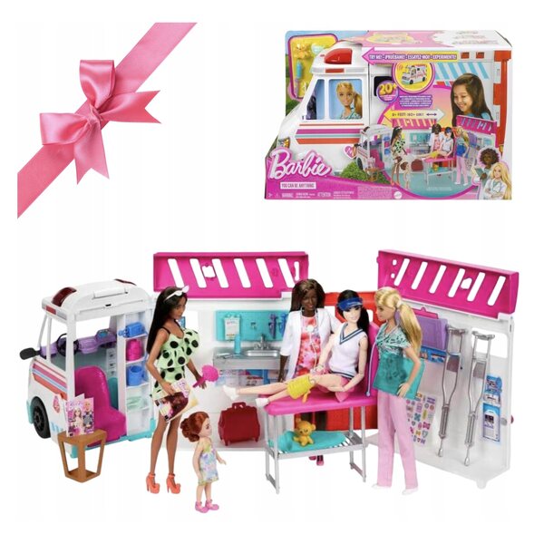 Barbie Mobile Ambulance XXL-Set mit 20 Klinika Ambulance-Zubehörteilen