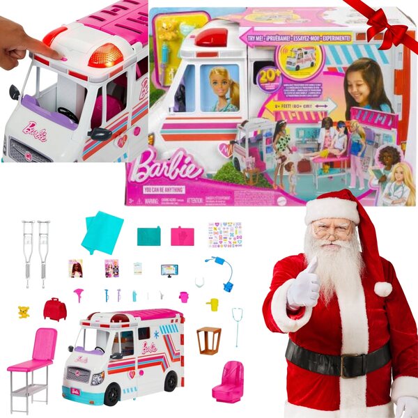 Barbie Mobile Ambulance XXL-Set mit 20 Klinika Ambulance-Zubehörteilen