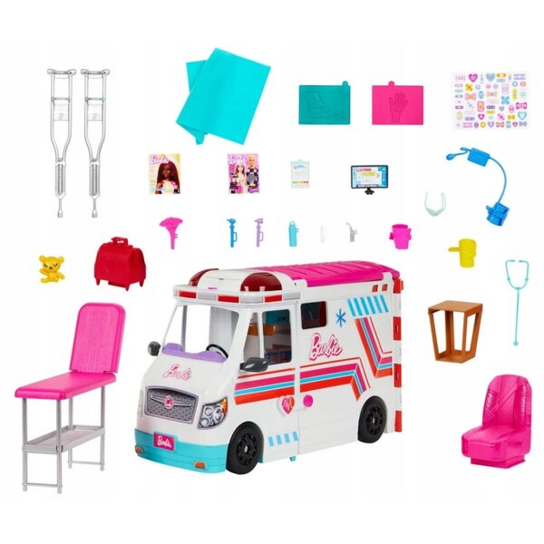 Barbie Mobile Ambulance XXL-Set mit 20 Klinika Ambulance-Zubehörteilen