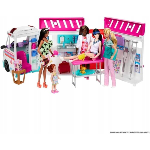 Barbie Mobile Ambulance XXL-Set mit 20 Klinika Ambulance-Zubehörteilen