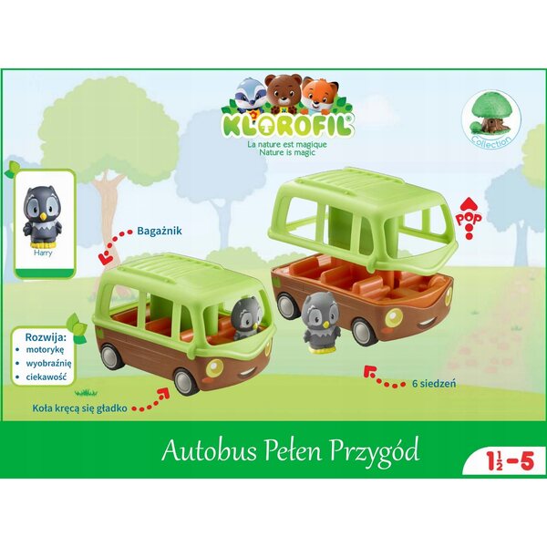Klorofil Bus voller Abenteuer mit Tieren, Spiel für Kinder ab 18 Monaten