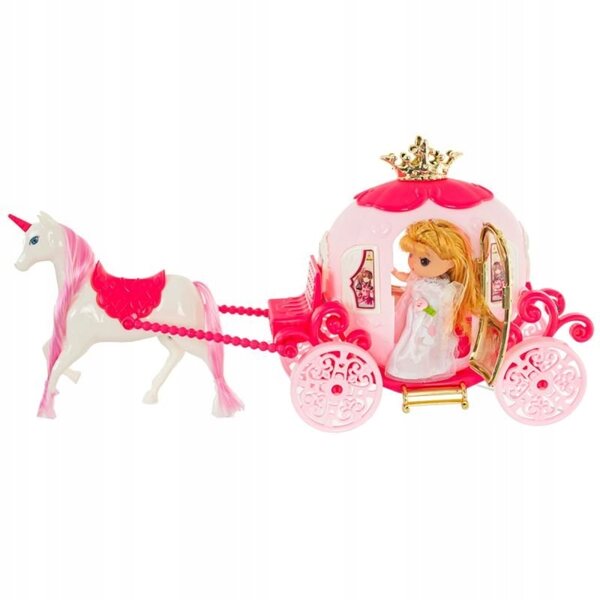 Kareta con unicorno e principessa giocattolo con luci e suoni per bambini 3+