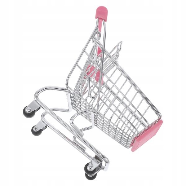 Mini Carrello della Spesa Rosa per Bambini, Giocattolo e Organizer Multifunzionale