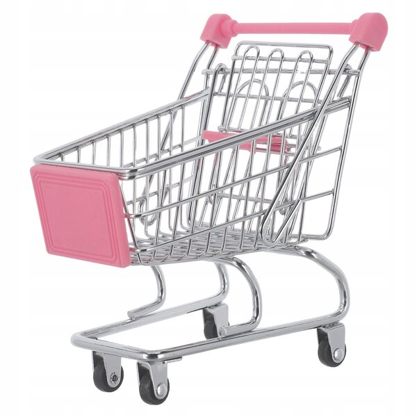 Mini Carrello della Spesa Rosa per Bambini, Giocattolo e Organizer Multifunzionale