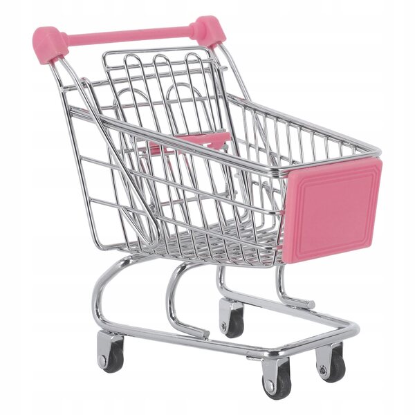 Mini Carrello della Spesa Rosa per Bambini, Giocattolo e Organizer Multifunzionale