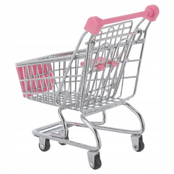 Mini Carrello della Spesa Rosa per Bambini, Giocattolo e Organizer Multifunzionale