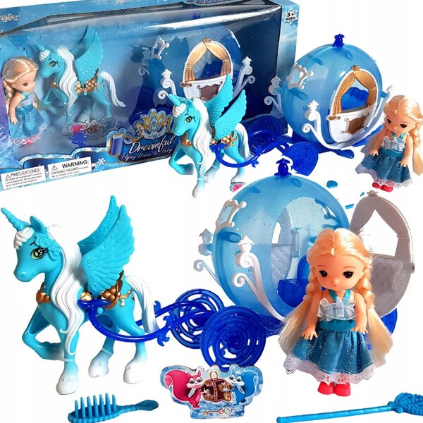 Aschenputtels Kutsche mit Pferd Pegasus und einer bezaubernden Puppe für Kinder ab 3 Jahren