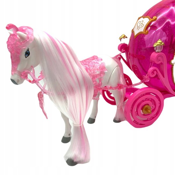Kareta mit wandelndem Pferd und rosa Prinzessin mit Lichtern und Geräuschen