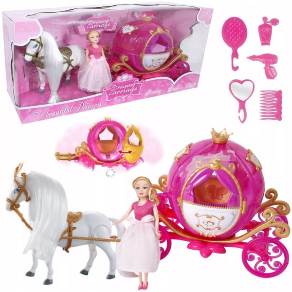 Kareta-Set mit wandelndem Pferd, Puppe, Lichtern und Geräuschen für Kinder