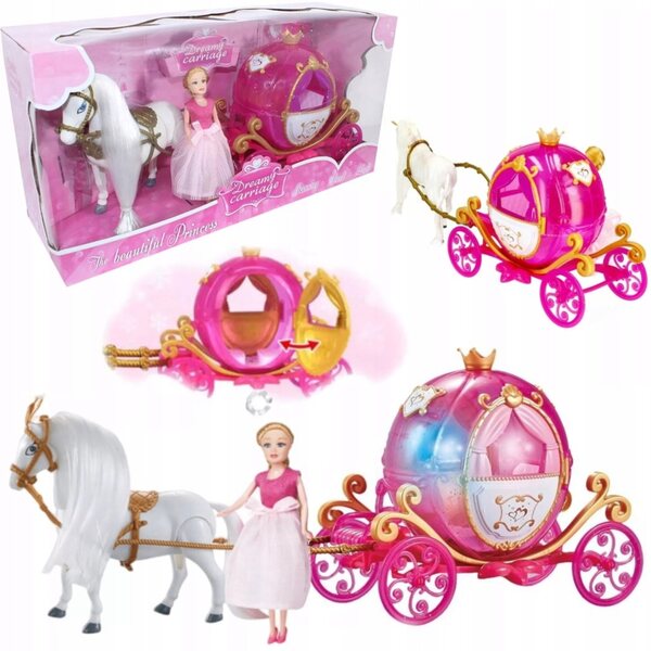Kareta-Set mit wandelndem Pferd, Puppe, Lichtern und Geräuschen für Kinder