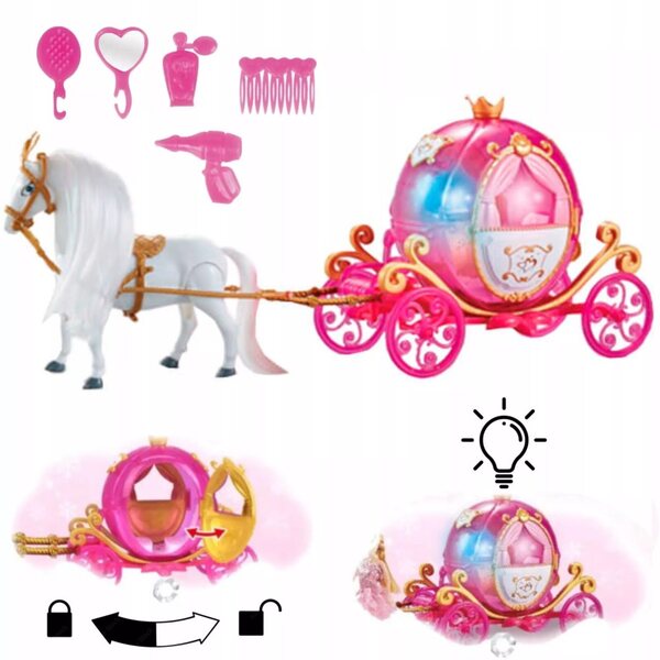 Kareta-Set mit wandelndem Pferd, Puppe, Lichtern und Geräuschen für Kinder