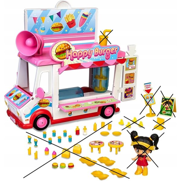 Pinypon Happy Burger Foodtruck aus Kunststoff – Spielzeugfahrzeug für Kinder ab 4 Jahren