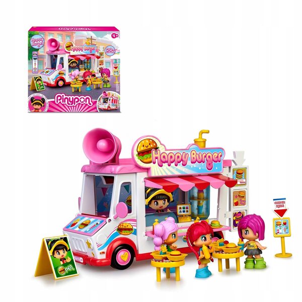 Pinypon Happy Burger Foodtruck aus Kunststoff – Spielzeugfahrzeug für Kinder ab 4 Jahren