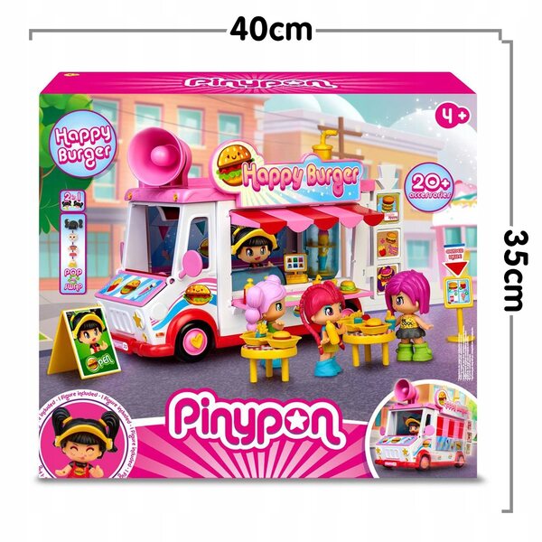 Pinypon Happy Burger Foodtruck aus Kunststoff – Spielzeugfahrzeug für Kinder ab 4 Jahren