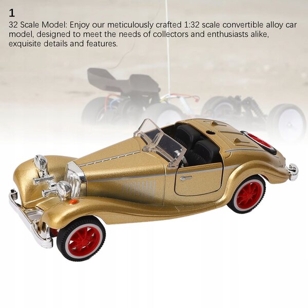 Modello Auto Cabrio Vintage in Metallo Scala 1:32 - Giocattolo Educativo Sicuro