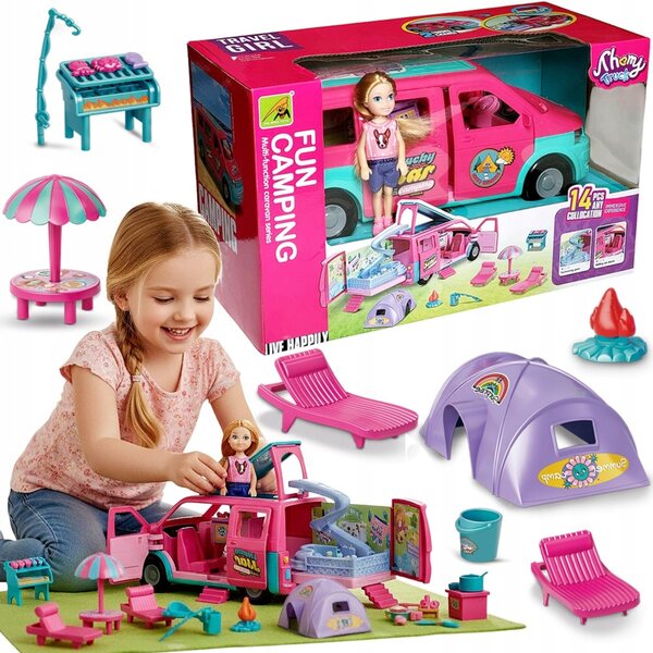 Dream Kamper mit Puppe, Puppenhaus und Rutsche für Mädchen ab 3 Jahren