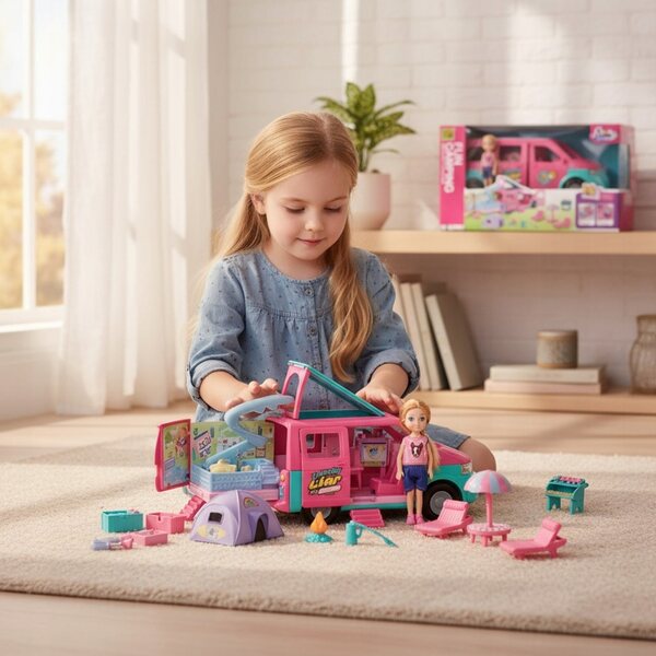 Dream Kamper mit Puppe, Puppenhaus und Rutsche für Mädchen ab 3 Jahren