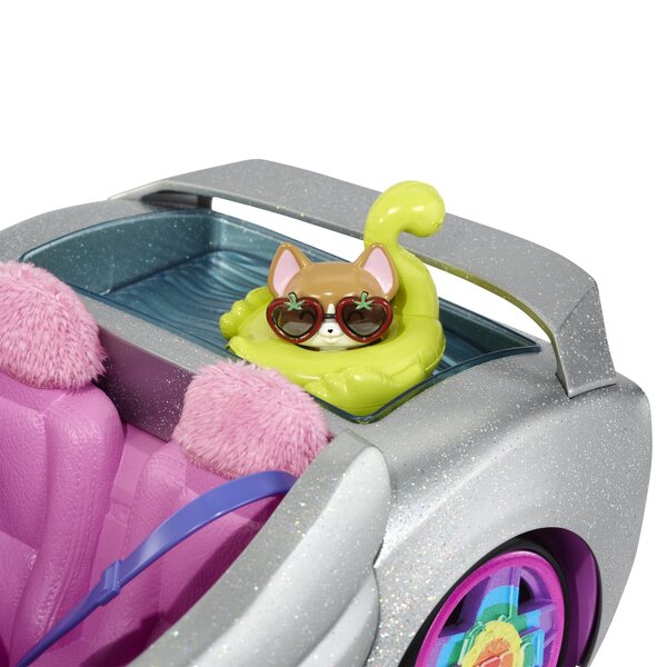 Barbie Extra Cabrio-Auto mit einzigartigen Details und Puppenzubehör