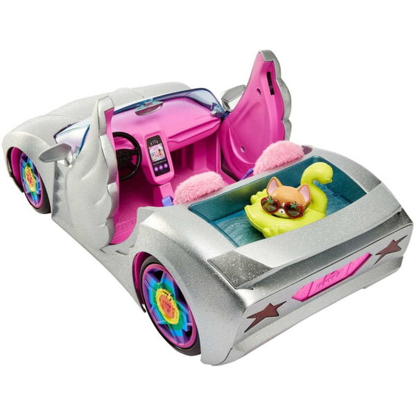Barbie Extra Cabrio-Auto mit einzigartigen Details und Puppenzubehör