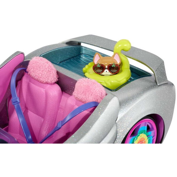 Barbie Extra Cabrio-Auto mit einzigartigen Details und Puppenzubehör