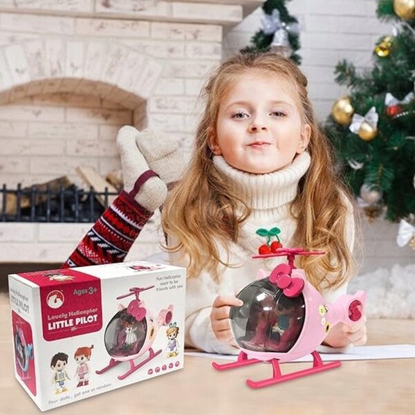 Helicopter giocattolo rosa con figurine e apertura anteriore, età 3+