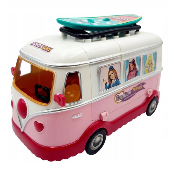 Autobus per Bambole Camper con Rimorchio e Luci LED, Gioco Creativo 3+