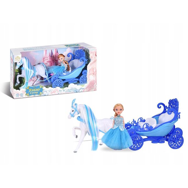 Kareta con cavallo bianco e bambola principessa set gioco per bambini 3+