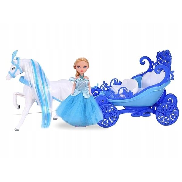 Kareta con cavallo bianco e bambola principessa set gioco per bambini 3+