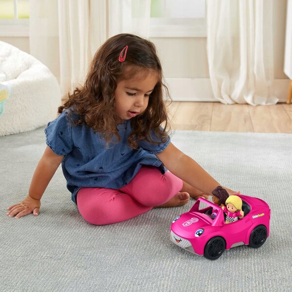 Fisher-Price Little People Cabriolet Barbie mit 2 Figuren und Geräuschen für Kinder ab 18 Monaten