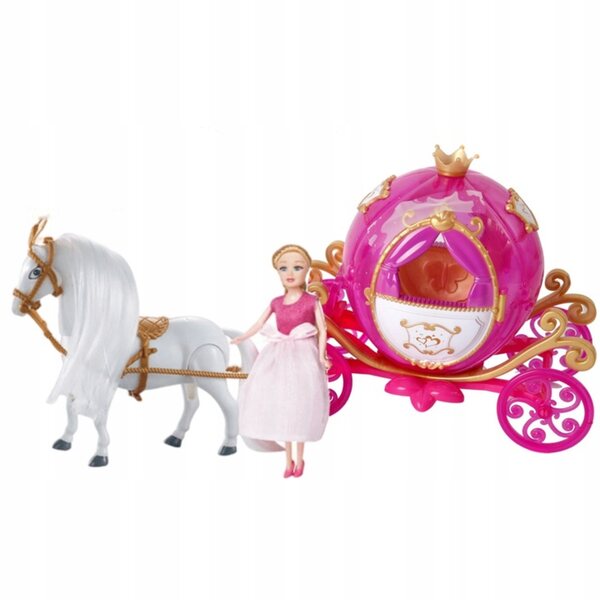 Kareta mit Puppe und wandelndem Pferd mit Geräuschen und Lichtern für Kinder ab 3 Jahren
