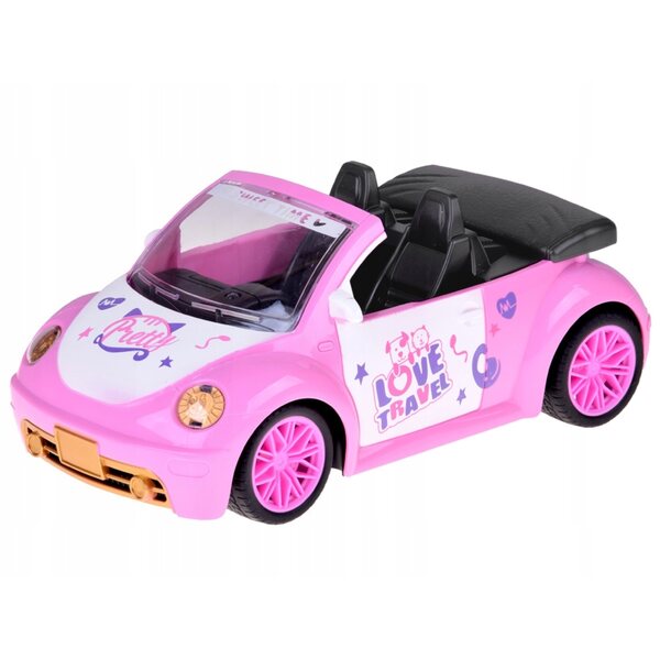 Funkgesteuertes rosa Cabrio-Auto für Mädchen ab 3 Jahren mit LED-Lichtern und einfacher Fernbedienung