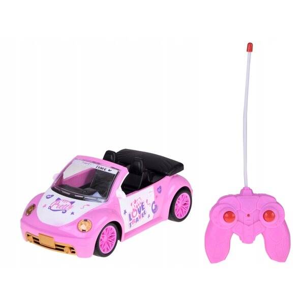 Funkgesteuertes rosa Cabrio-Auto für Mädchen ab 3 Jahren mit LED-Lichtern und einfacher Fernbedienung