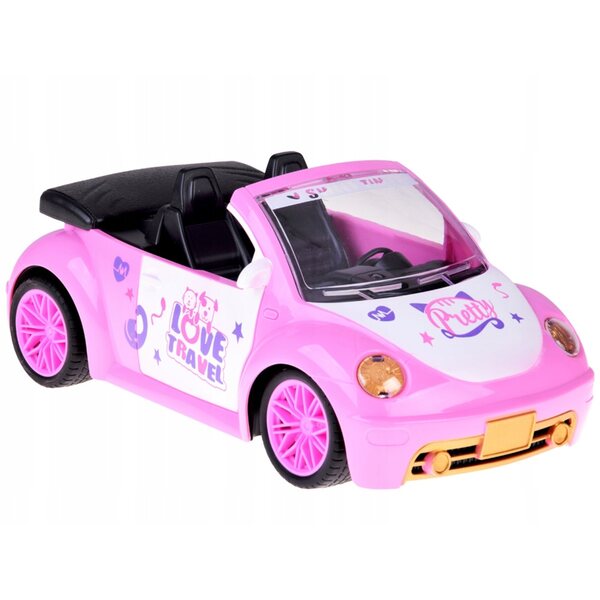 Funkgesteuertes rosa Cabrio-Auto für Mädchen ab 3 Jahren mit LED-Lichtern und einfacher Fernbedienung