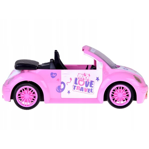 Funkgesteuertes rosa Cabrio-Auto für Mädchen ab 3 Jahren mit LED-Lichtern und einfacher Fernbedienung