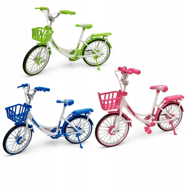 Mini-Fahrrad für Emaj 19 cm Puppen mit Korb, Pastellfarben