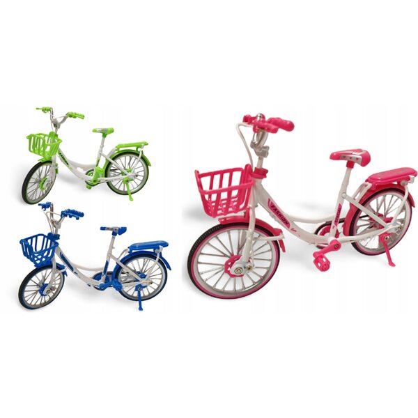 Mini-Fahrrad für Emaj 19 cm Puppen mit Korb, Pastellfarben