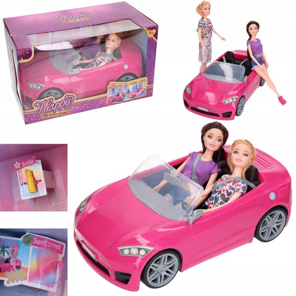 Bambola felice con decappottabile rosa e accessori: un set per il gioco creativo