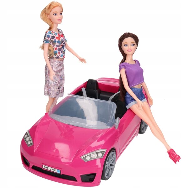 Bambola felice con decappottabile rosa e accessori: un set per il gioco creativo