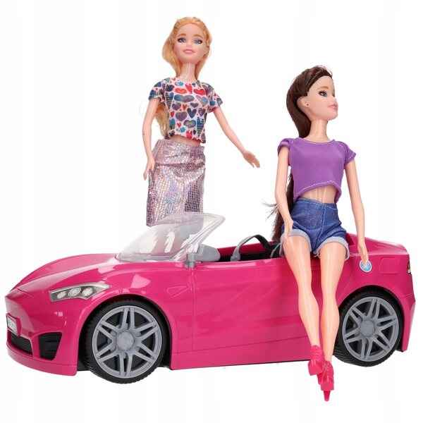 Bambola felice con decappottabile rosa e accessori: un set per il gioco creativo
