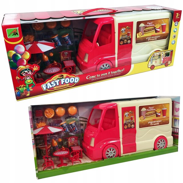 Großes Foodtruck-Auto mit 22 Zubehörteilen, Lichtern und Musik für Kinder ab 3 Jahren